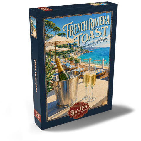 Darstellung des Puzzle Motivs Toast à la Côte d’Azur – Ein Fest am Meer French Riviera Toast - A seaside celebration 500 Puzzle Schachtel Ansicht2