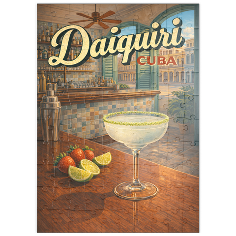 Darstellung des Puzzle Motivs Daiquiri – Kuba, tropische Barszene puzzleplate Daiquiri - Cuba, Tropical Bar Scene 100 Puzzle
