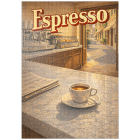 Darstellung des Puzzle Motivs Italienischer Espresso – Café-Szene - Puzzleteile: 1000