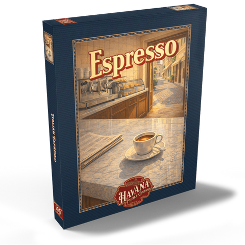 Darstellung des Puzzle Motivs Italienischer Espresso – Café-Szene Italian Espresso - Cafe Scene 100 Puzzle Schachtel Ansicht2