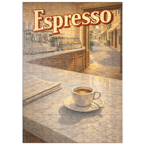 Darstellung des Puzzle Motivs Italienischer Espresso – Café-Szene puzzleplate Italian Espresso - Cafe Scene 200 Puzzle
