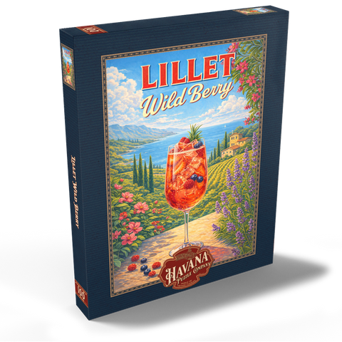 Darstellung des Puzzle Motivs Lillet Wild Berry – Cocktail Sunset an der französischen Riviera Lillet Wild Berry - French Riviera Coastal Cocktail Sunset 100 Puzzle Schachtel Ansicht2