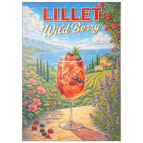 Darstellung des Puzzle Motivs Lillet Wild Berry – Cocktail Sunset an der französischen Riviera - Puzzleteile: 200