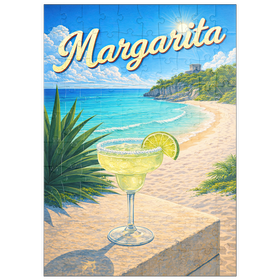 Darstellung des Puzzle Motivs Margarita – Strandcocktail bei Sonnenuntergang - Puzzleteile: 100