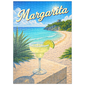 Darstellung des Puzzle Motivs Margarita – Strandcocktail bei Sonnenuntergang - Puzzleteile: 500