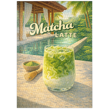 Darstellung des Puzzle Motivs puzzleplate Matcha Latte -Tropical Oasis by the Pool 1000 Puzzle