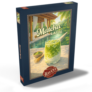 Darstellung des Puzzle Motivs Matcha Latte -Tropical Oasis by the Pool 100 Puzzle Schachtel Ansicht2