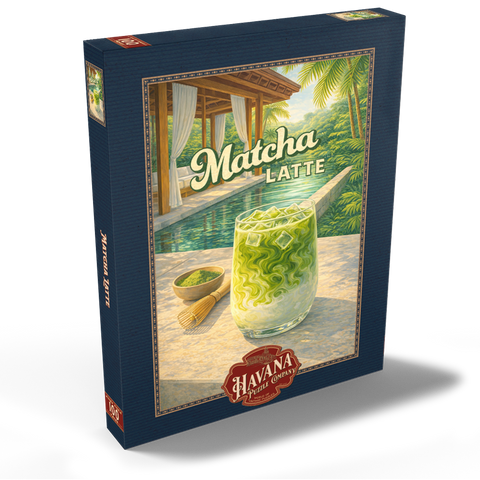 Darstellung des Puzzle Motivs Matcha Latte – Tropische Oase am Pool Matcha Latte -Tropical Oasis by the Pool 100 Puzzle Schachtel Ansicht2
