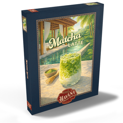 Darstellung des Puzzle Motivs Matcha Latte – Tropische Oase am Pool Matcha Latte -Tropical Oasis by the Pool 200 Puzzle Schachtel Ansicht2