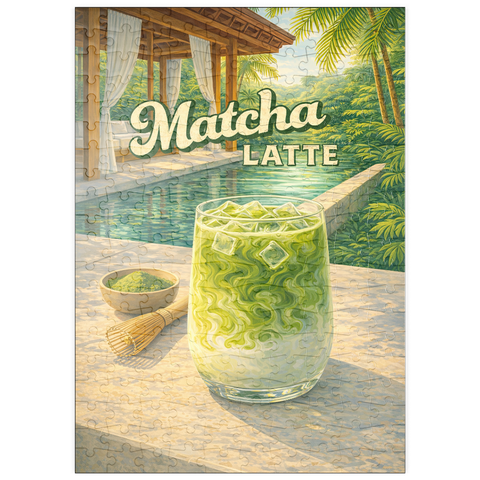 Darstellung des Puzzle Motivs Matcha Latte – Tropische Oase am Pool puzzleplate Matcha Latte -Tropical Oasis by the Pool 200 Puzzle