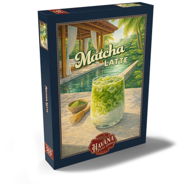 Darstellung des Puzzle Motivs Matcha Latte -Tropical Oasis by the Pool 500 Puzzle Schachtel Ansicht2