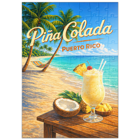Darstellung des Puzzle Motivs Piña Colada – Puerto Rico Tropical Beach - Puzzleteile: 100