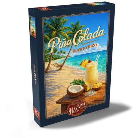Darstellung des Puzzle Motivs Piña Colada – Puerto Rico Tropical Beach Piña Colada - Puerto Rico Tropical Beach 500 Puzzle Schachtel Ansicht2