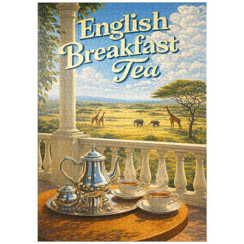 Darstellung des Puzzle Motivs Englischer Frühstückstee – Safari Sunrise puzzleplate English Breakfast Tea - Safari Sunrise 1000 Puzzle