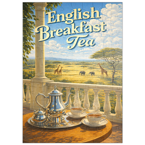 Darstellung des Puzzle Motivs Englischer Frühstückstee – Safari Sunrise puzzleplate English Breakfast Tea - Safari Sunrise 100 Puzzle