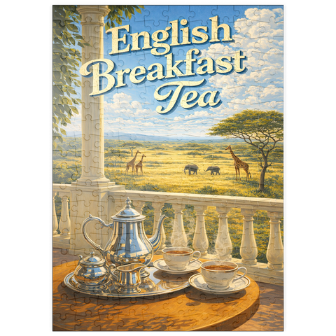 Darstellung des Puzzle Motivs Englischer Frühstückstee – Safari Sunrise puzzleplate English Breakfast Tea - Safari Sunrise 200 Puzzle
