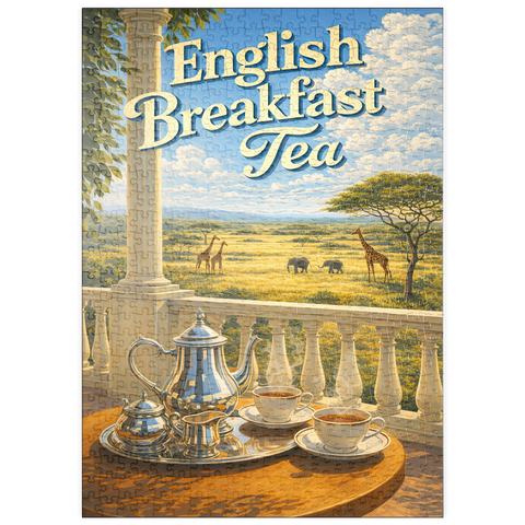 Darstellung des Puzzle Motivs Englischer Frühstückstee – Safari Sunrise puzzleplate English Breakfast Tea - Safari Sunrise 500 Puzzle