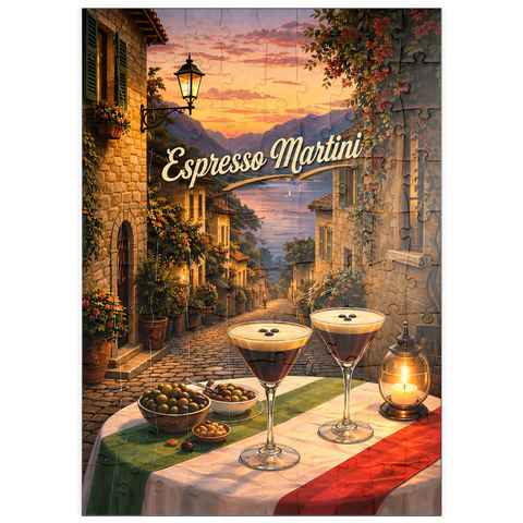 Darstellung des Puzzle Motivs Espresso Martini – Gardasee puzzleplate Espresso Martini - Lake Garda 100 Puzzle