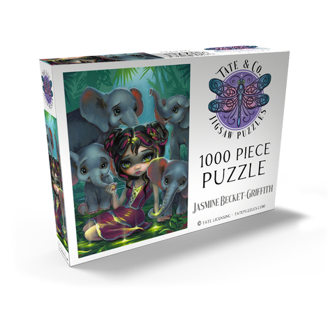 Darstellung des Puzzle Motivs Baby Elephants - Jasmine Becket-Griffith Baby Elephants - Jasmine Becket-Griffith 1000 Puzzle Schachtel Ansicht2