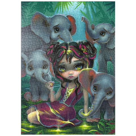 Darstellung des Puzzle Motivs Baby Elephants - Jasmine Becket-Griffith puzzleplate Baby Elephants - Jasmine Becket-Griffith 1000 Puzzle