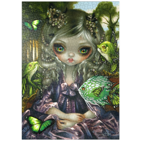 Darstellung des Puzzle Motivs Fliegende Fische: Die grünen Fische – Jasmine Becket-Griffith puzzleplate Poissons Volants: Les Poissons Verts - Jasmine Becket-Griffith 1000 Puzzle