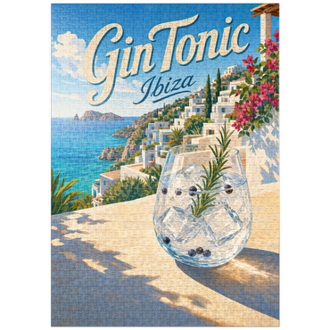 Darstellung des Puzzle Motivs puzzleplate Gin Tonic - Ibiza Coastal View 1000 Puzzle