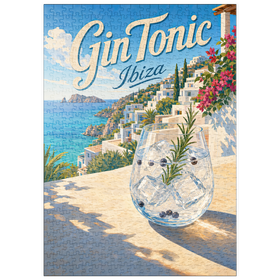 Darstellung des Puzzle Motivs Gin Tonic – Blick auf die Küste Ibizas - Puzzleteile: 500