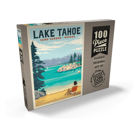 Darstellung des Puzzle Motivs Lake Tahoe: Sonnenbaden am Sand Harbor Lake Tahoe: Sand Harbor Sunbathing 100 Puzzle Schachtel Ansicht2