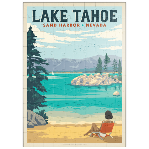 Darstellung des Puzzle Motivs Lake Tahoe: Sonnenbaden am Sand Harbor puzzleplate Lake Tahoe: Sand Harbor Sunbathing 100 Puzzle