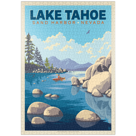 Darstellung des Puzzle Motivs Lake Tahoe: Kajakfahrer in Sand Harbor - Puzzleteile: 1000