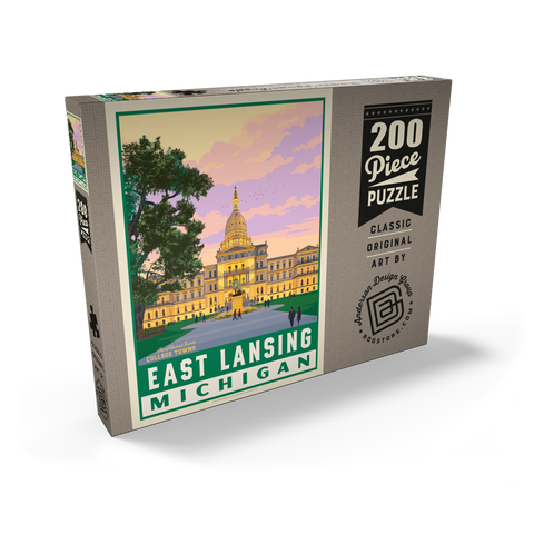 Darstellung des Puzzle Motivs Amerikanische Universitätsstädte: East Lancing, MI American College Towns: East Lancing, MI 200 Puzzle Schachtel Ansicht2