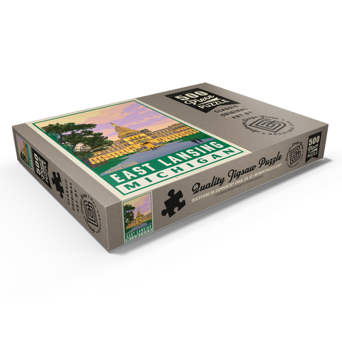 Darstellung des Puzzle Motivs Amerikanische Universitätsstädte: East Lancing, MI American College Towns: East Lancing, MI 500 Puzzle Schachtel Ansicht1
