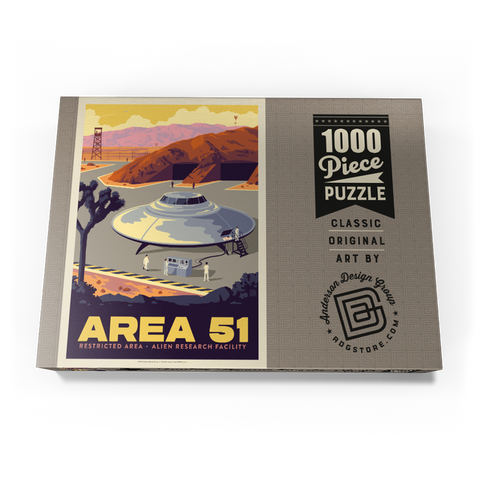 Darstellung des Puzzle Motivs Forschungsanlage für Außerirdische in Area 51 Area 51 Alien Research Facility 1000 Puzzle Schachtel Ansicht3