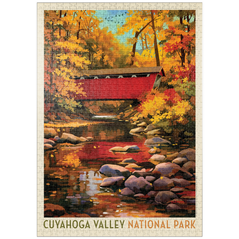 Darstellung des Puzzle Motivs Cuyahoga Valley Nationalpark: Überdachte Brücke puzzleplate Cuyahoga Valley National Park: Covered Bridge 1000 Puzzle