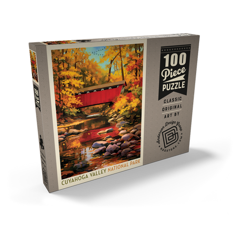 Darstellung des Puzzle Motivs Cuyahoga Valley Nationalpark: Überdachte Brücke Cuyahoga Valley National Park: Covered Bridge 100 Puzzle Schachtel Ansicht2