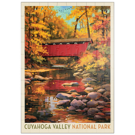 Darstellung des Puzzle Motivs Cuyahoga Valley Nationalpark: Überdachte Brücke - Puzzleteile: 100