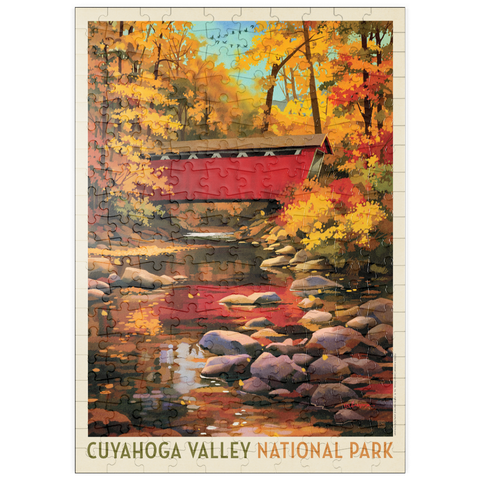 Darstellung des Puzzle Motivs Cuyahoga Valley Nationalpark: Überdachte Brücke puzzleplate Cuyahoga Valley National Park: Covered Bridge 200 Puzzle