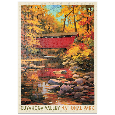 Darstellung des Puzzle Motivs Cuyahoga Valley Nationalpark: Überdachte Brücke puzzleplate Cuyahoga Valley National Park: Covered Bridge 500 Puzzle