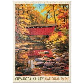 Darstellung des Puzzle Motivs Cuyahoga Valley Nationalpark: Überdachte Brücke - Puzzleteile: 500