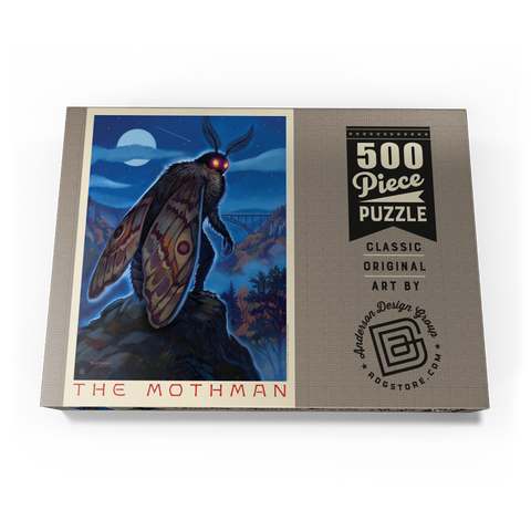 Darstellung des Puzzle Motivs Legenden der Nationalparks: Der Besuch des MothMan Legends Of The National Parks: MothMan Visitation 500 Puzzle Schachtel Ansicht3