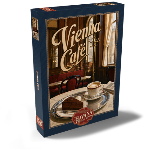 Darstellung des Puzzle Motivs Wiener Café – Klassische Kaffeehaus-Eleganz Vienna Cafe Classic Coffeehouse Elegance 1000 Puzzle Schachtel Ansicht2