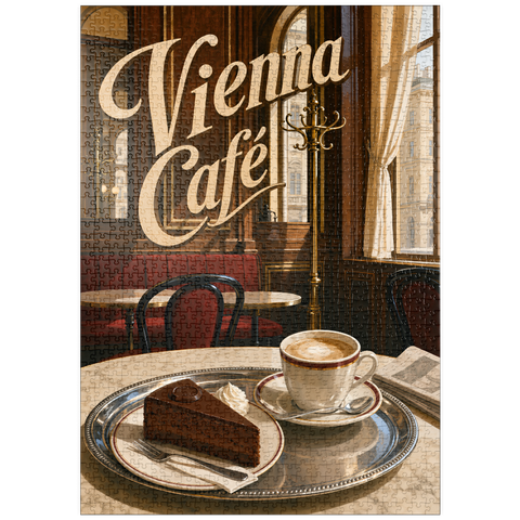 Darstellung des Puzzle Motivs Wiener Café – Klassische Kaffeehaus-Eleganz puzzleplate Vienna Cafe Classic Coffeehouse Elegance 1000 Puzzle