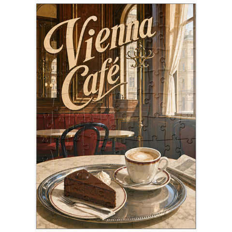Darstellung des Puzzle Motivs Wiener Café – Klassische Kaffeehaus-Eleganz puzzleplate Vienna Cafe Classic Coffeehouse Elegance 100 Puzzle