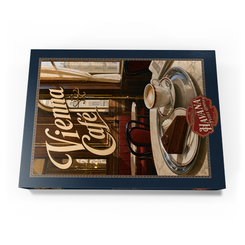 Darstellung des Puzzle Motivs Wiener Café – Klassische Kaffeehaus-Eleganz Vienna Cafe Classic Coffeehouse Elegance 500 Puzzle Schachtel Ansicht3