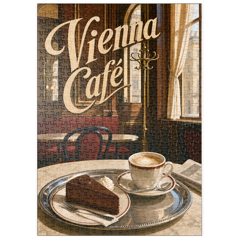 Darstellung des Puzzle Motivs Wiener Café – Klassische Kaffeehaus-Eleganz puzzleplate Vienna Cafe Classic Coffeehouse Elegance 500 Puzzle