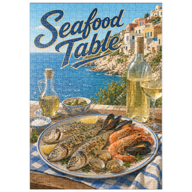 Darstellung des Puzzle Motivs Meeresfrüchte-Tafel an der Amalfiküste - Puzzleteile: 500