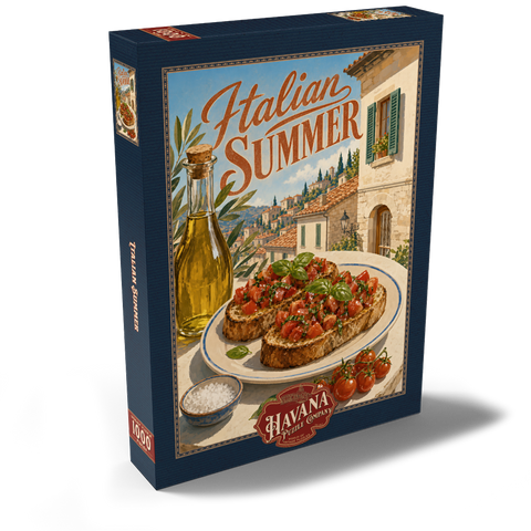 Darstellung des Puzzle Motivs Italienischer Sommer – Toskana, Italien: Bruschetta im sonnendurchfluteten Dorf Italian Summer - Tuscany Italy Bruschetta Sunlit Village 1000 Puzzle Schachtel Ansicht2