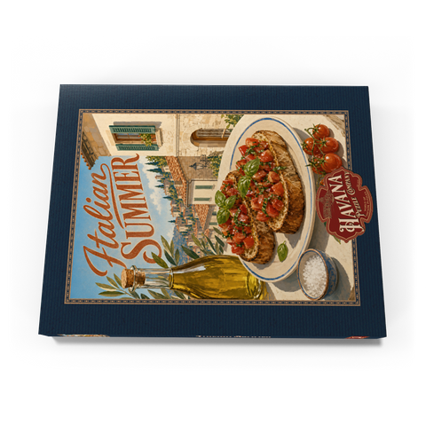 Darstellung des Puzzle Motivs Italienischer Sommer – Toskana, Italien: Bruschetta im sonnendurchfluteten Dorf Italian Summer - Tuscany Italy Bruschetta Sunlit Village 100 Puzzle Schachtel Ansicht3