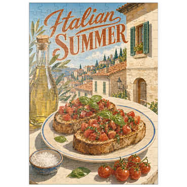 Darstellung des Puzzle Motivs puzzleplate Italian Summer - Tuscany Italy Bruschetta Sunlit Village 200 Puzzle