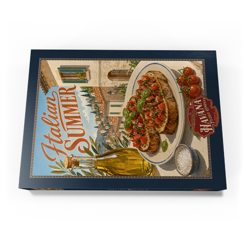 Darstellung des Puzzle Motivs Italienischer Sommer – Toskana, Italien: Bruschetta im sonnendurchfluteten Dorf Italian Summer - Tuscany Italy Bruschetta Sunlit Village 500 Puzzle Schachtel Ansicht3